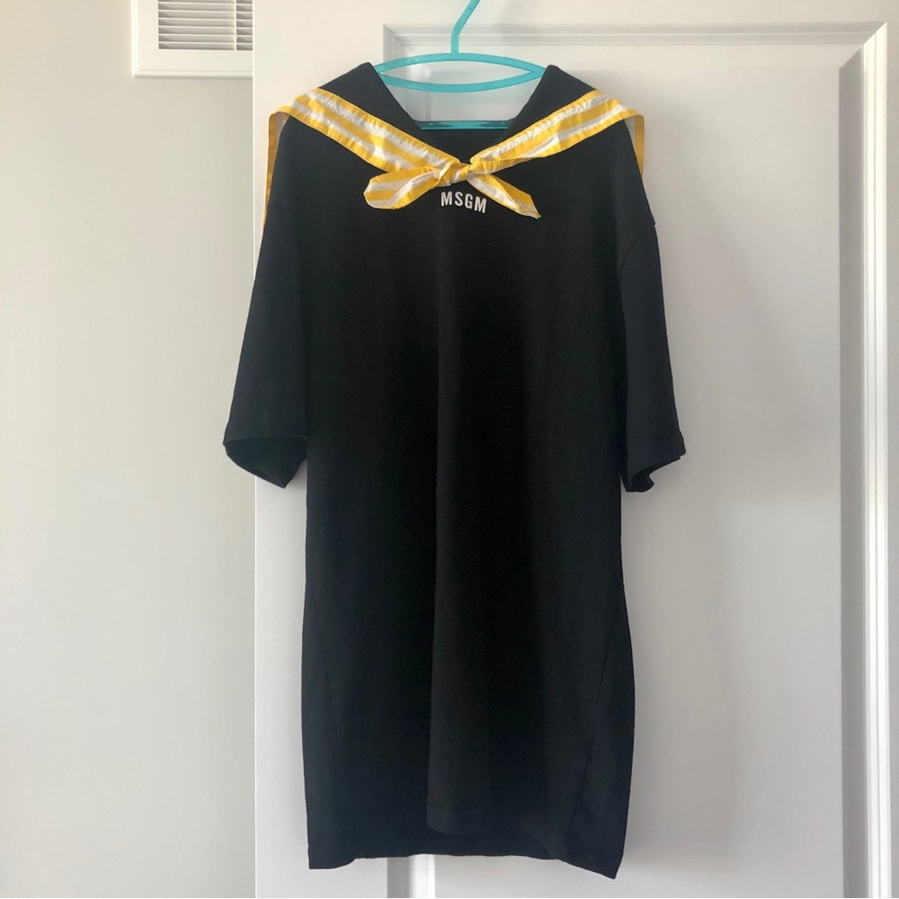 MSGM Navy Sailor Collar MIDI Dress